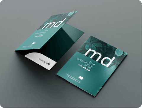 Brochure design mockup — green folded brochure