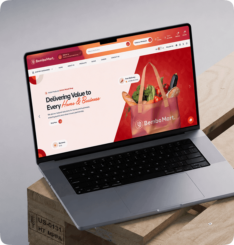 Laptop showing an ecommerce storefront design