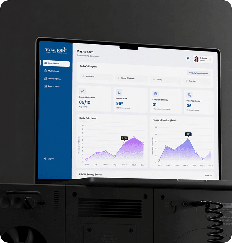Laptop showing a custom software dashboard